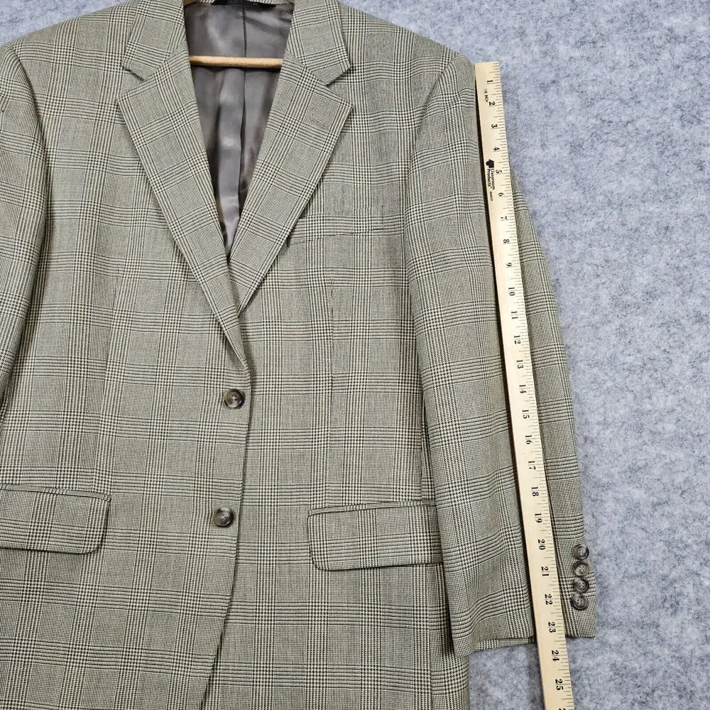 Jos A Bank Men's Size 42R Beige Windowpane Blazer/Sport Coat/Suit Jacket SPOT‎